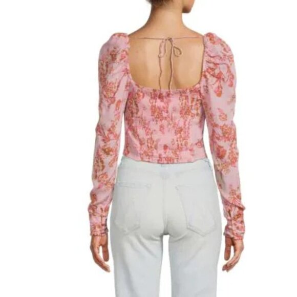 NWT Free People Hillary printed floral pink crop top XS - Picture 2 of 4